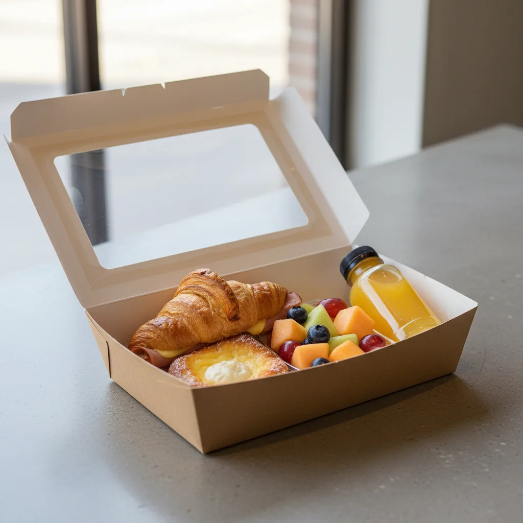 The Breakfast Box — Ham and Cheese Croissant, Cheese Danish, Orange Juice