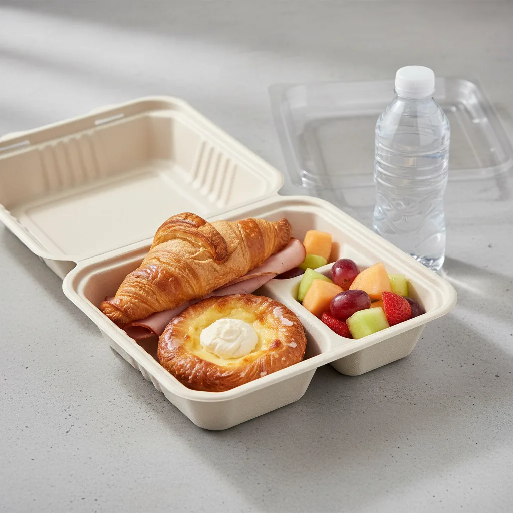 The Breakfast Box — Ham and Cheese Croissant, Cheese Danish, Flat Water