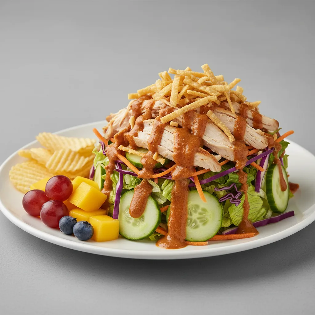 Thai Chicken Crunch Salad with Chips and Fruit