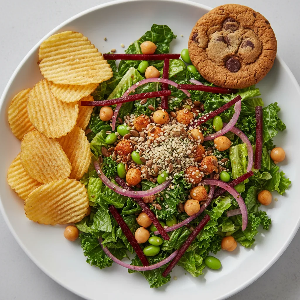 Plant Power Salad with Chips and Cookie