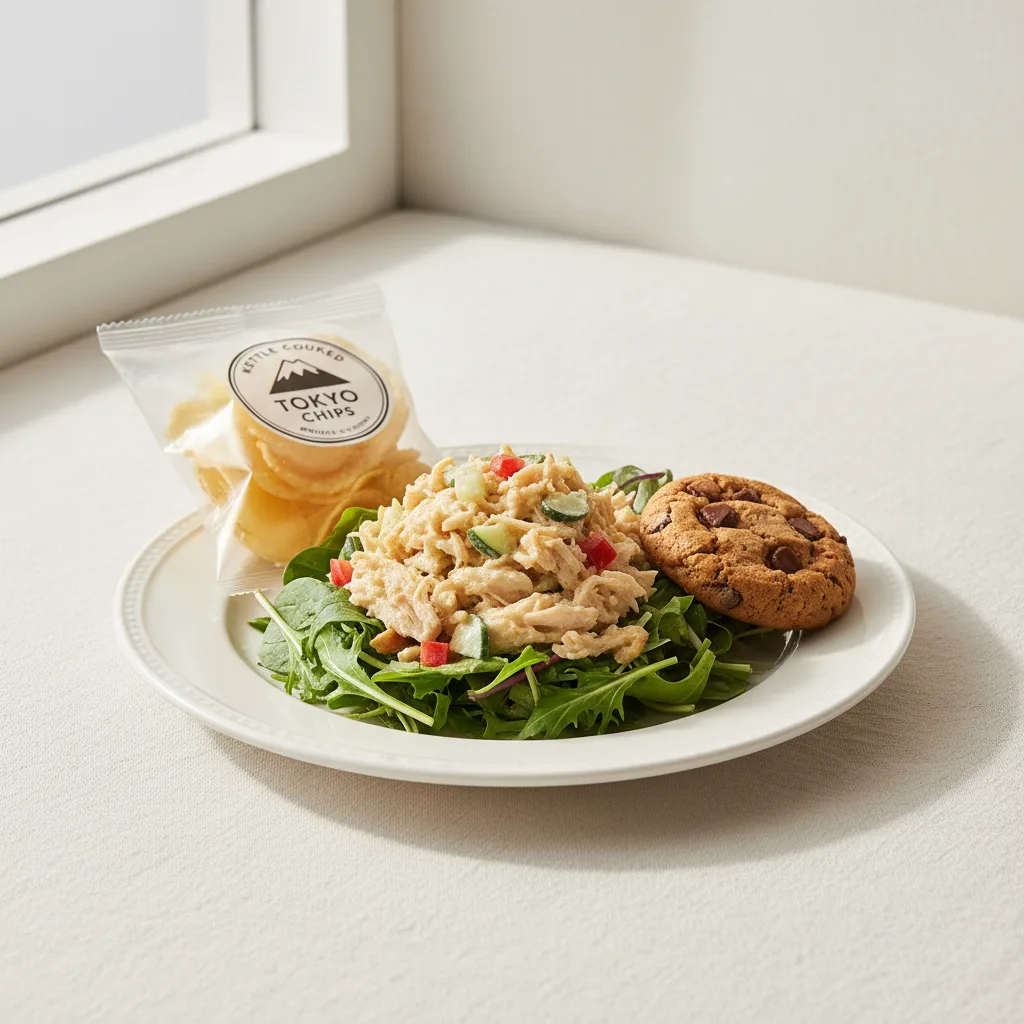 Tokyo Supergreens with Oven Roasted Chicken Salad with Chips and Cookie