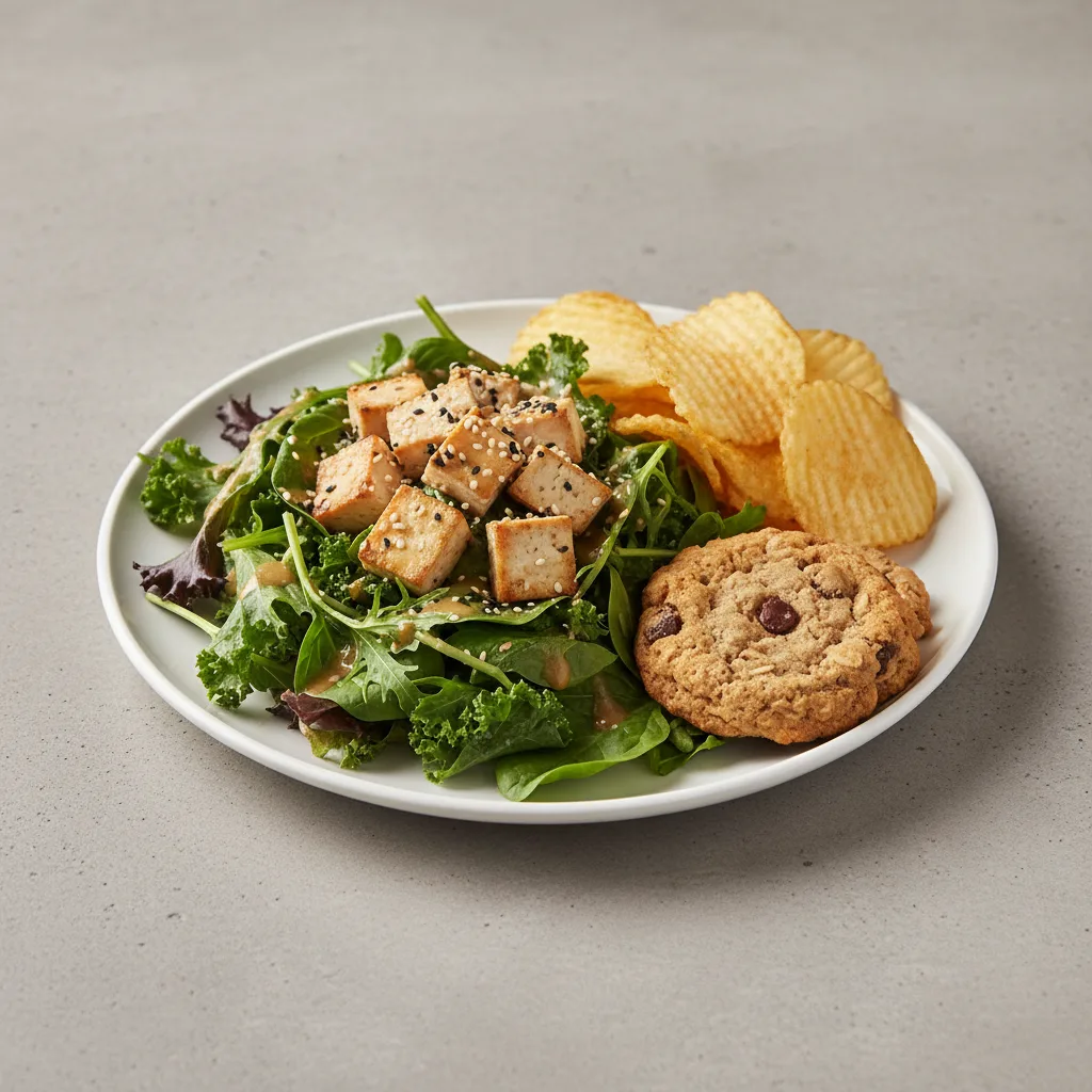Tokyo Supergreens with Organic Sesame Tofu Salad with Chips and Cookie