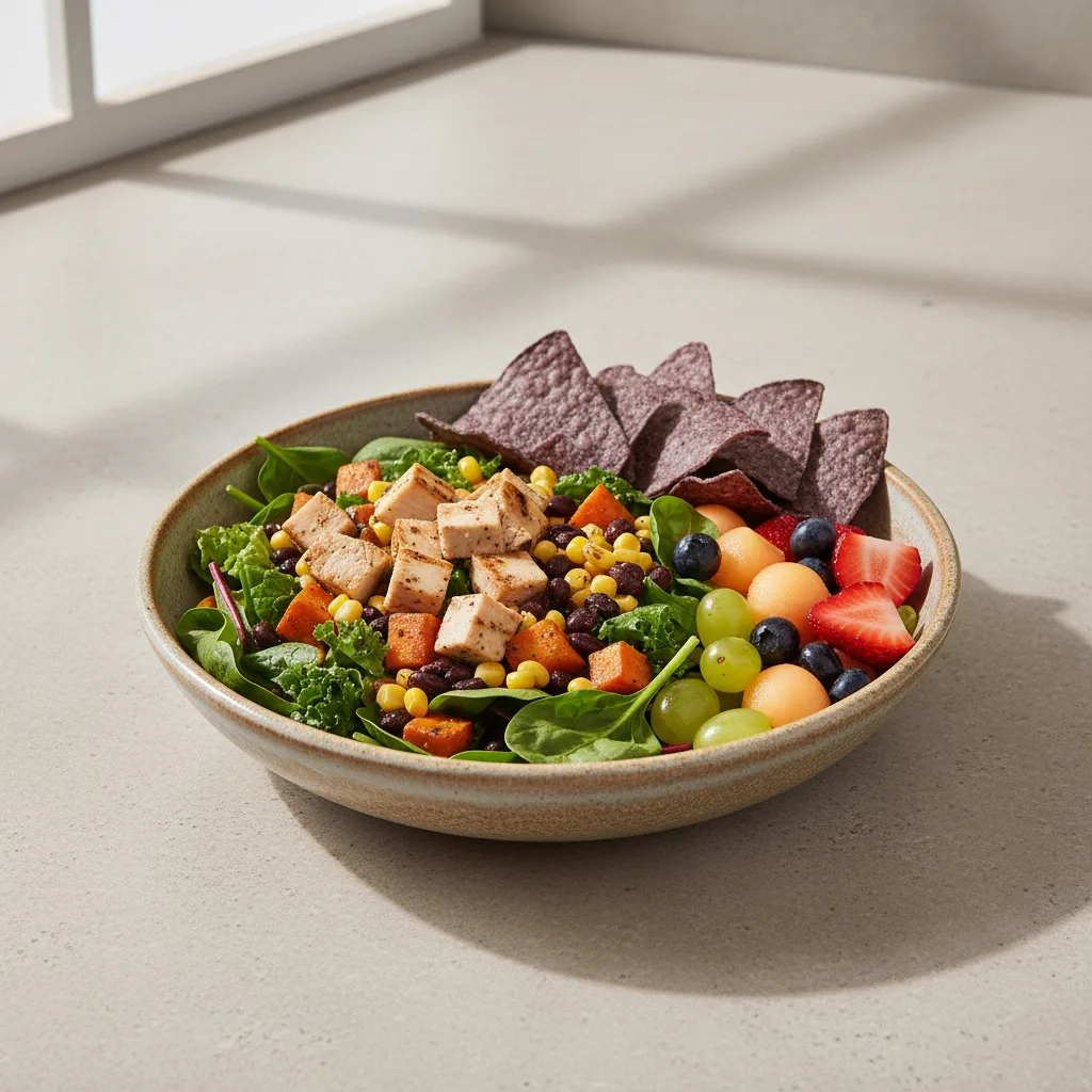 Earth Bowl Salad with Chips and Fruit