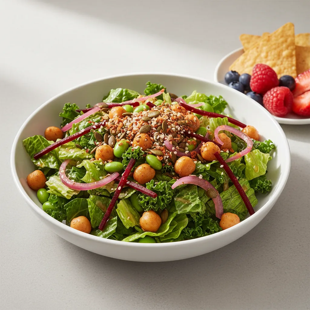 Plant Power Salad with Chips and Fruit Plant Power Salad with Chips and Fruit