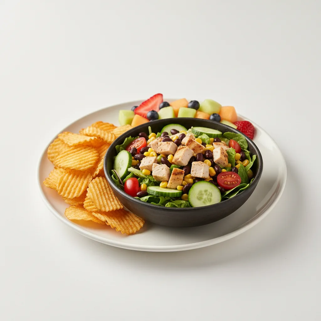 Earth Bowl Salad with Chips and Fruit Earth Bowl Salad with Chips and Fruit