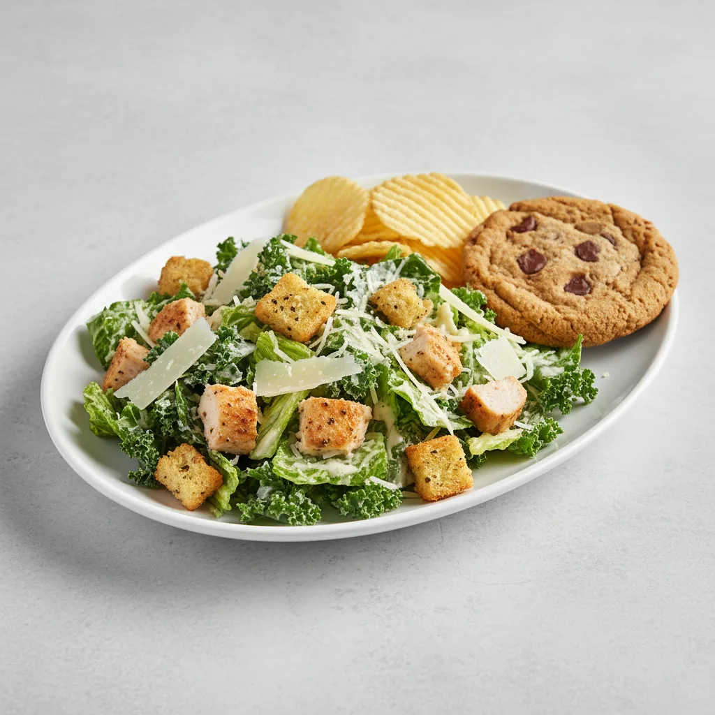 Chicken Caesar Salad with Chips and Cookie Chicken Caesar Salad with Chips and Cookie