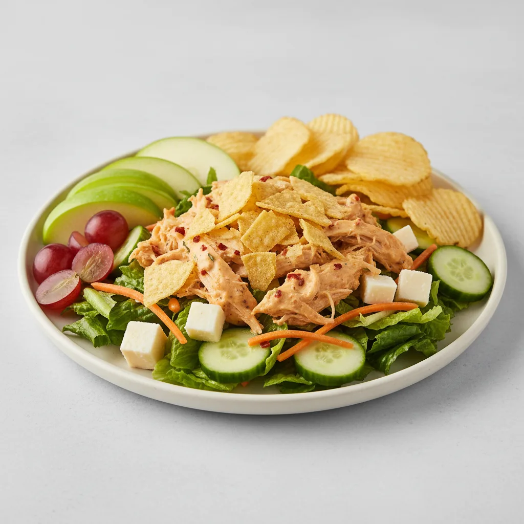 Buffalo Chicken Salad with Chips and Fruit Buffalo Chicken Salad with Chips and Fruit