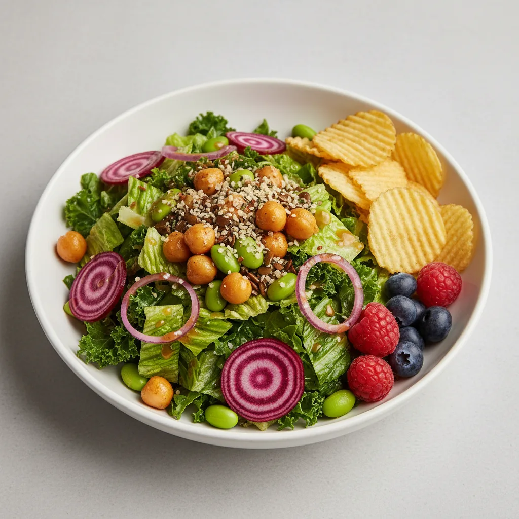 Plant Power Salad with Chips and Fruit Plant Power Salad with Chips and Fruit