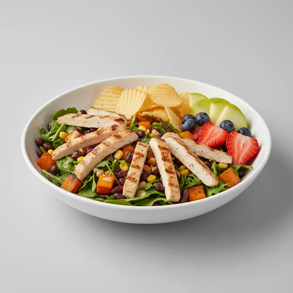 Earth Bowl Salad with Chips and Fruit Earth Bowl Salad with Chips and Fruit