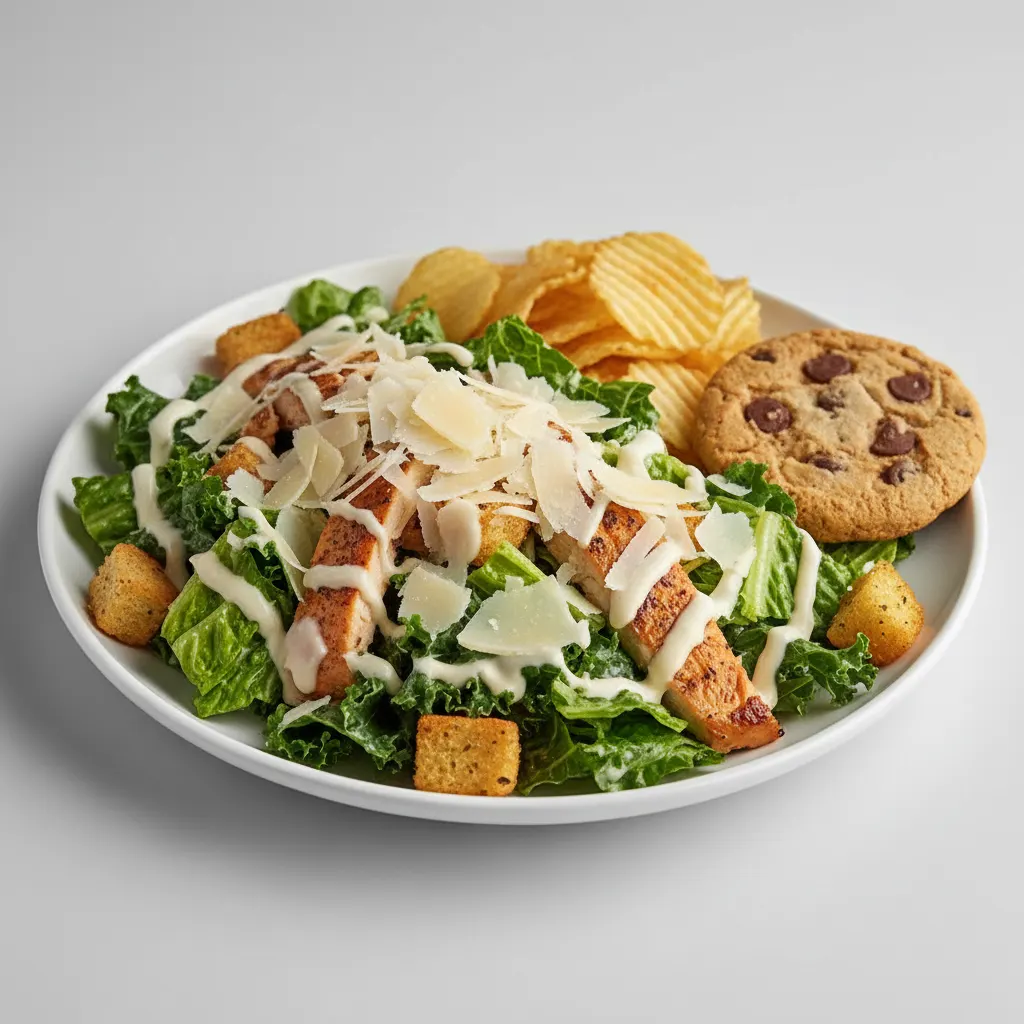 Chicken Caesar Salad with Chips and Cookie Chicken Caesar Salad with Chips and Cookie