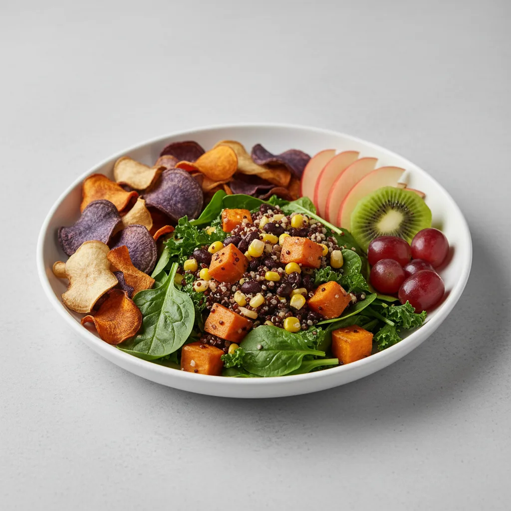 Earth Bowl Salad with Chips and Fruit Earth Bowl Salad with Chips and Fruit