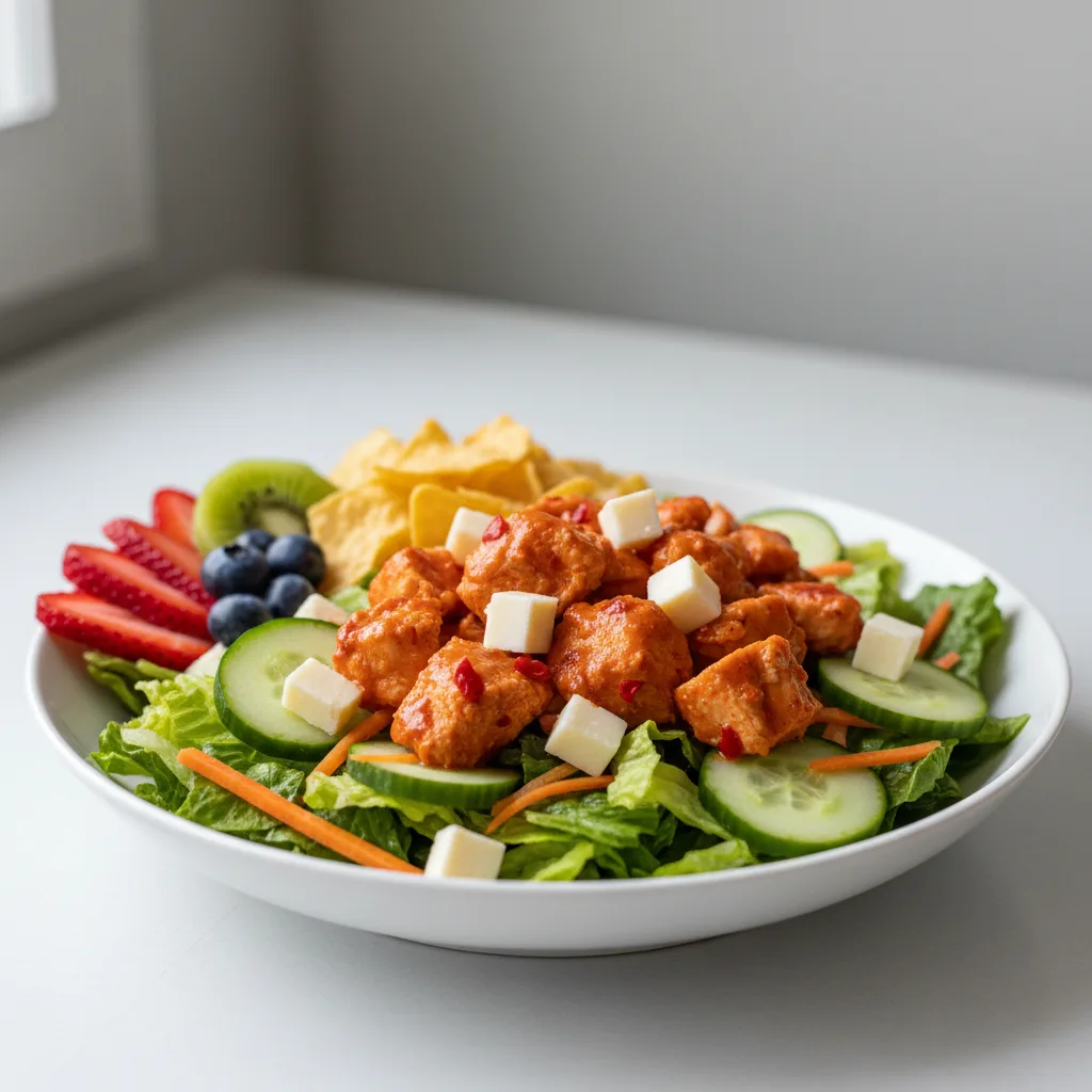 Buffalo Chicken Salad with Chips and Fruit Buffalo Chicken Salad with Chips and Fruit