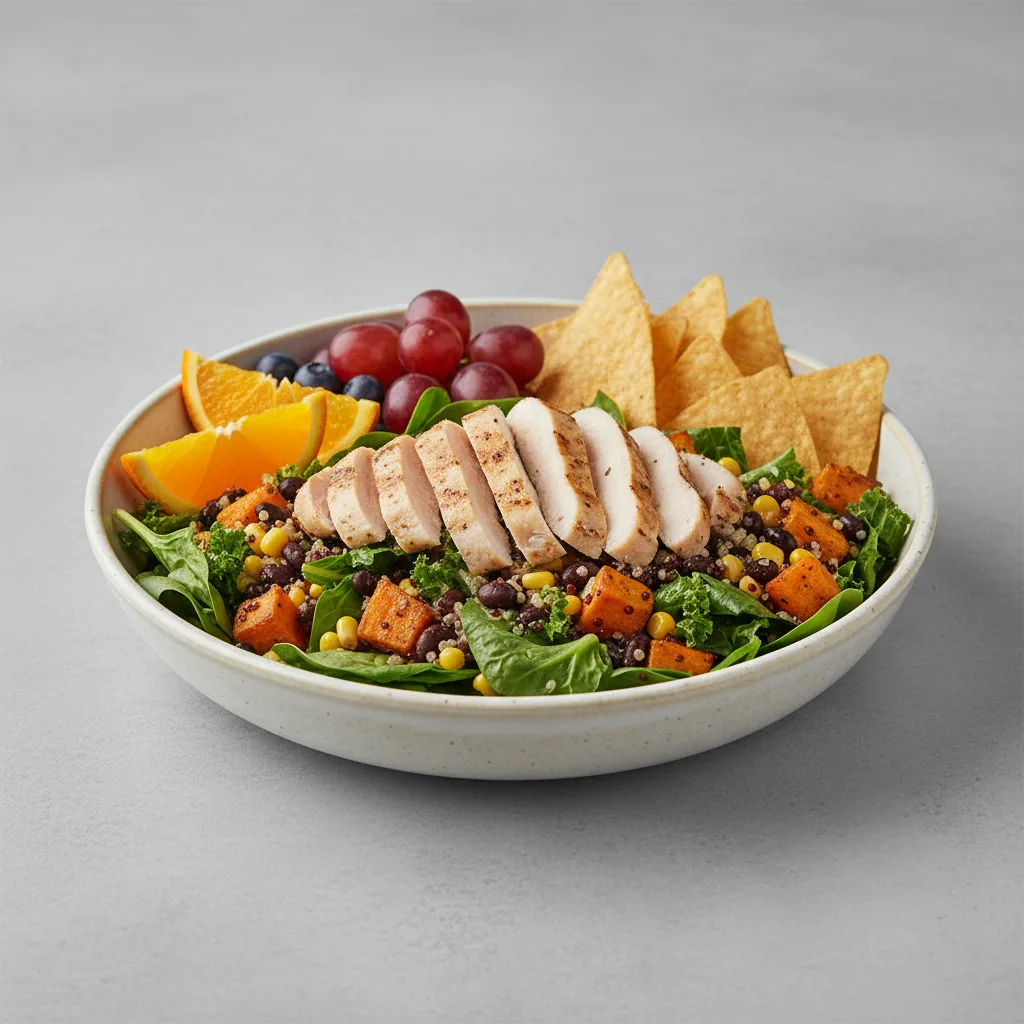 Earth Bowl Salad with Chips and Fruit Earth Bowl Salad with Chips and Fruit
