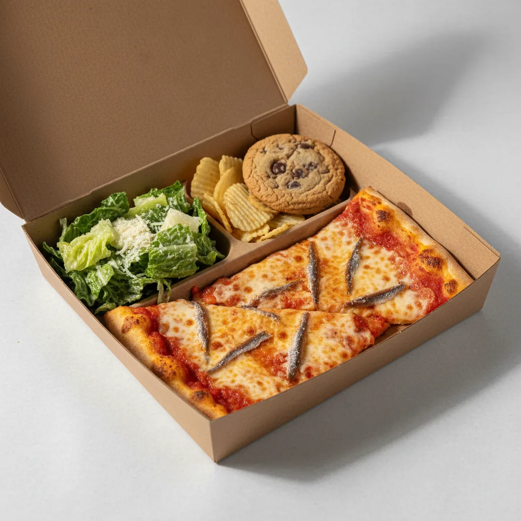 Anchovies Pizza Boxed Lunch - Caesar Salad Anchovies Pizza Boxed Lunch - Caesar Salad