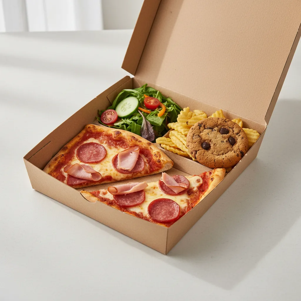Salami Turkey Ham Pizza Boxed Lunch - Garden Salad Salami Turkey Ham Pizza Boxed Lunch - Garden Salad