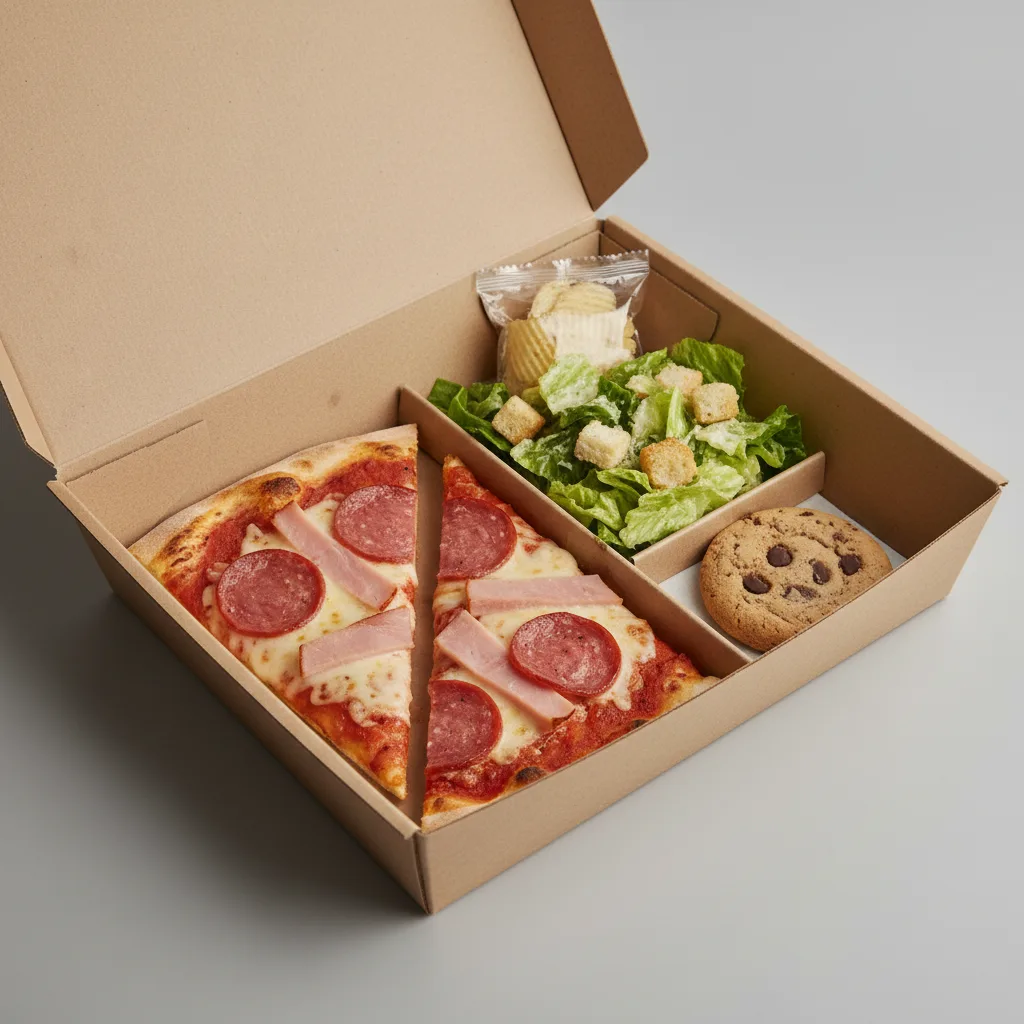 Salami Turkey Ham Pizza Boxed Lunch - Caesar Salad Salami Turkey Ham Pizza Boxed Lunch - Caesar Salad