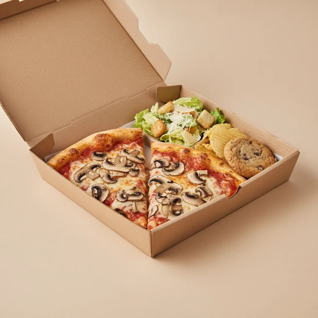 Mushrooms Pizza Boxed Lunch - Caesar Salad Mushrooms Pizza Boxed Lunch - Caesar Salad