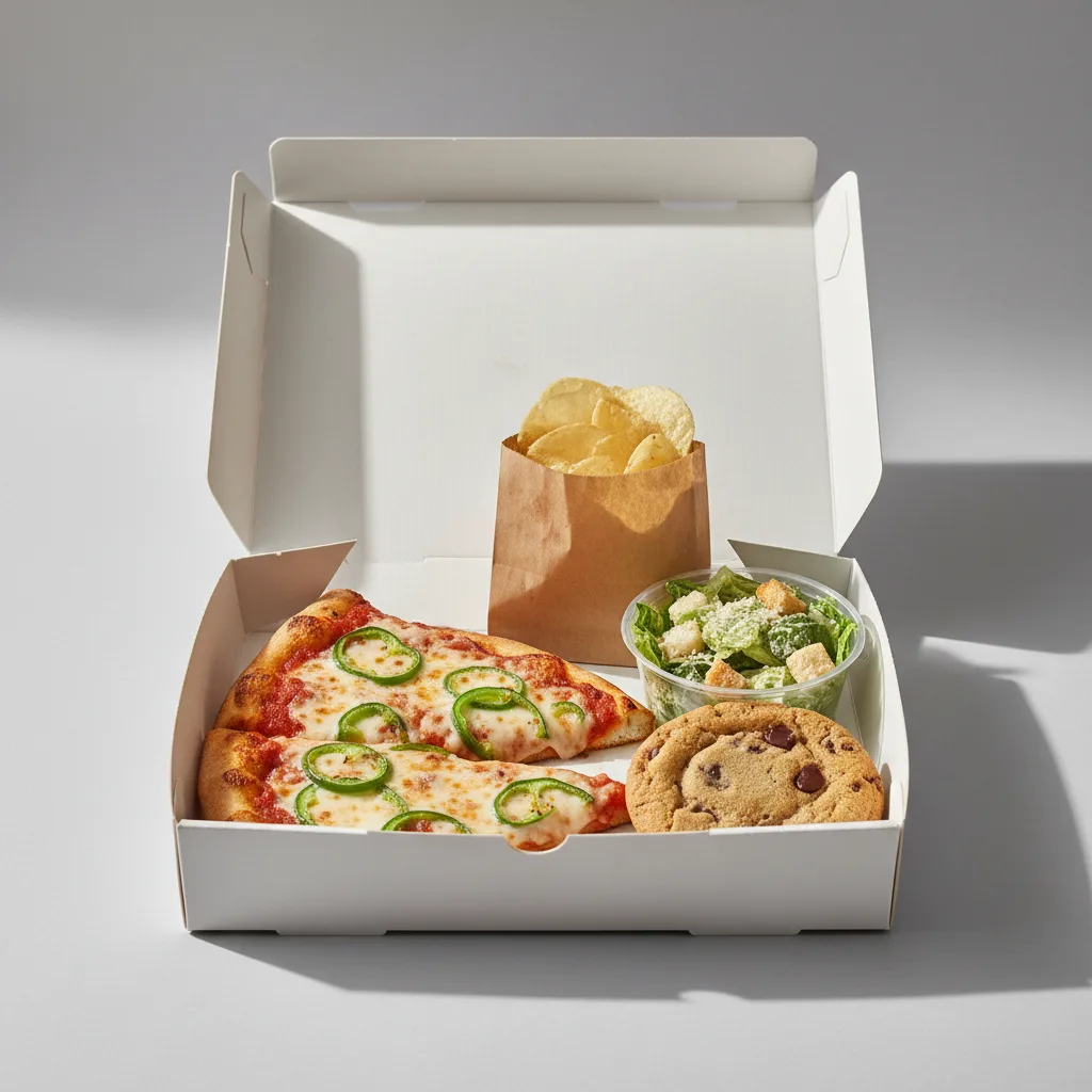 Green Peppers Pizza Boxed Lunch - Caesar Salad Green Peppers Pizza Boxed Lunch - Caesar Salad