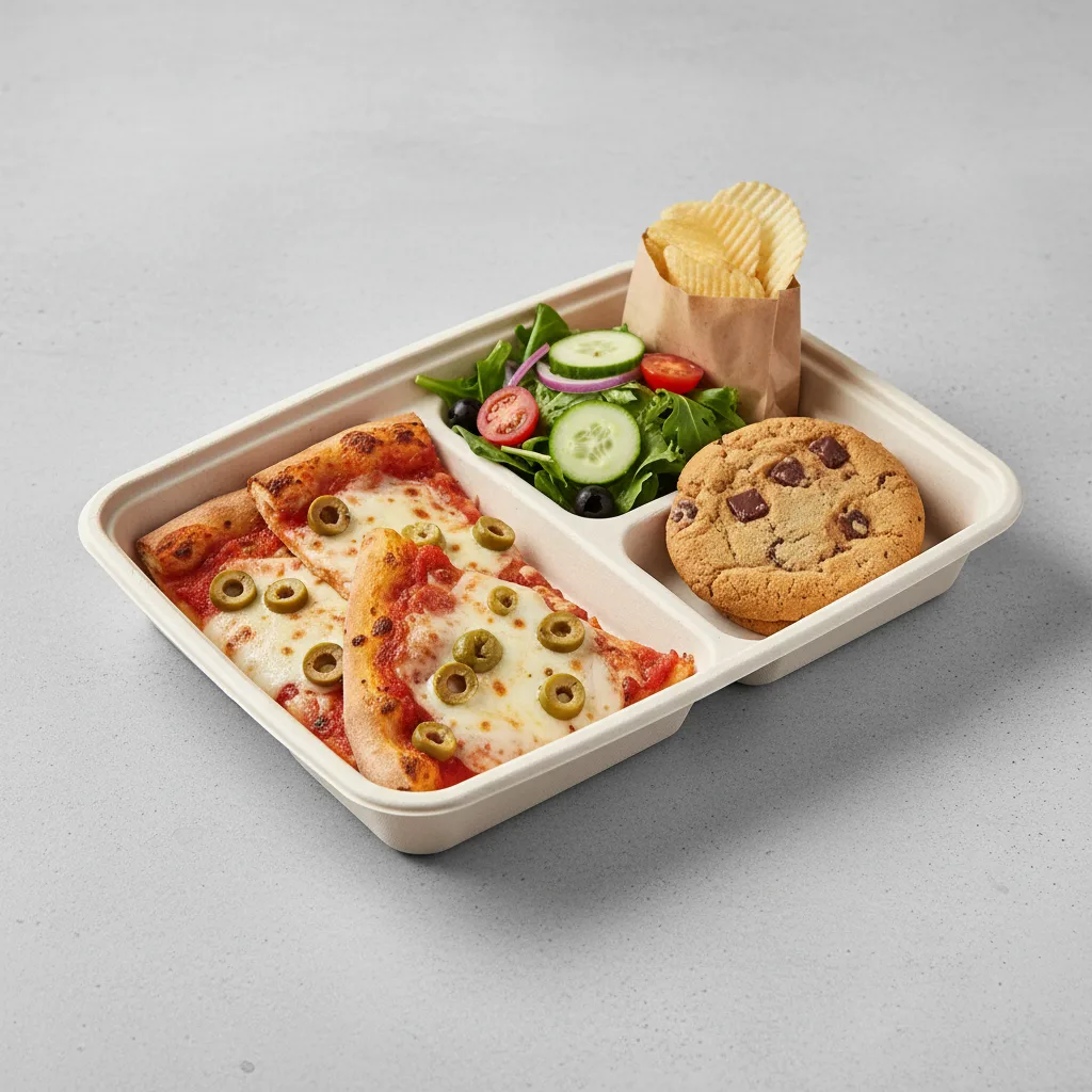 Green Olives Pizza Boxed Lunch - Garden Salad Green Olives Pizza Boxed Lunch - Garden Salad