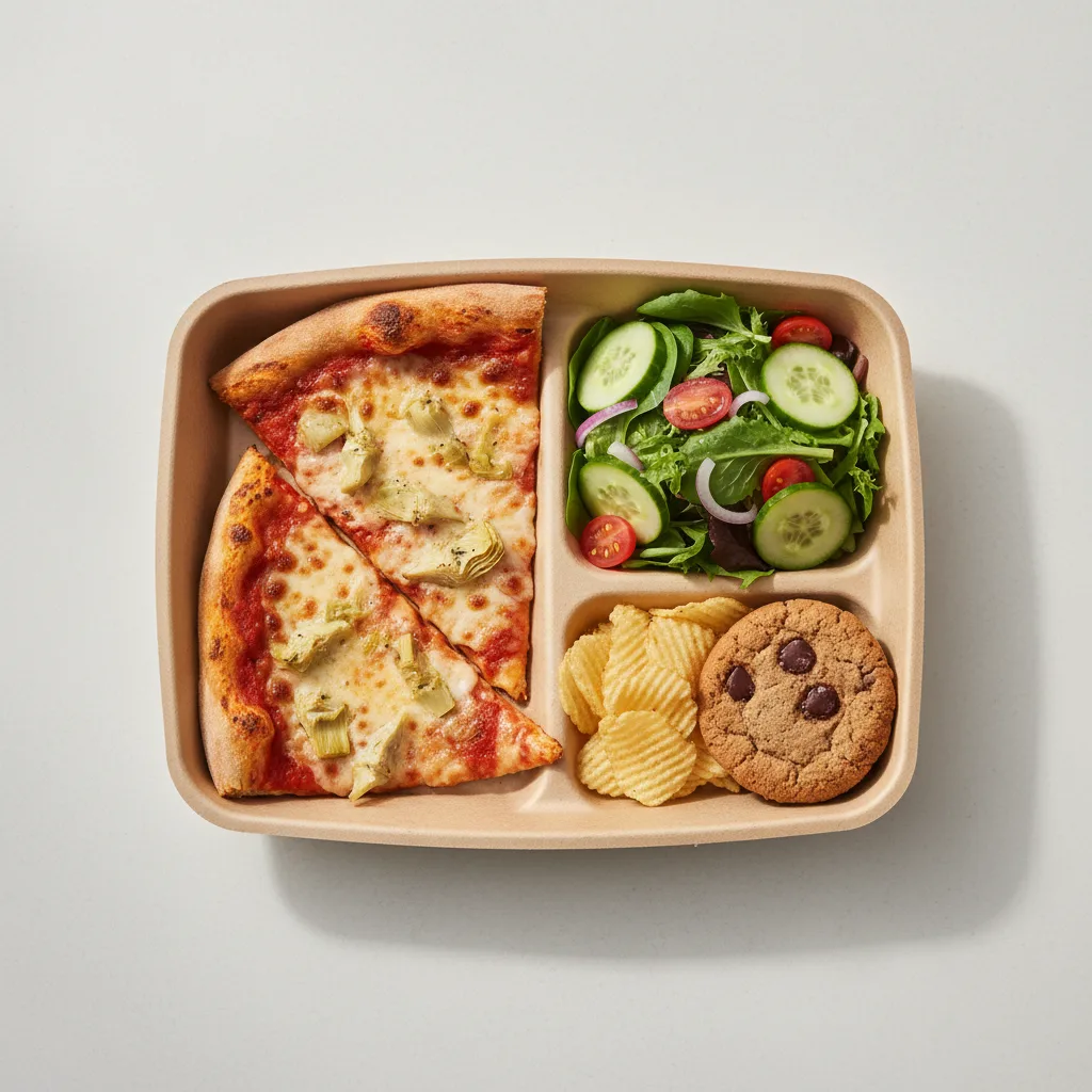 Artichoke Pizza Boxed Lunch - Garden Salad Artichoke Pizza Boxed Lunch - Garden Salad