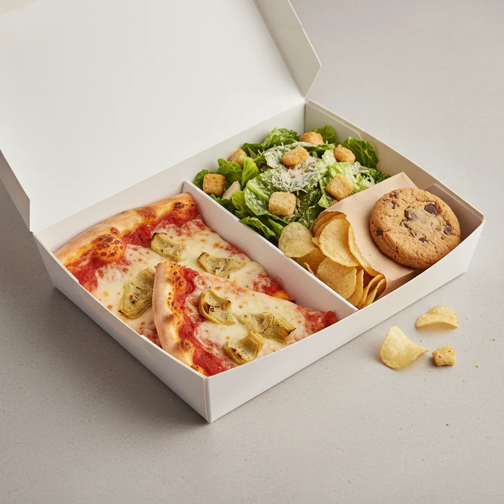 Artichoke Pizza Boxed Lunch - Caesar Salad Artichoke Pizza Boxed Lunch - Caesar Salad