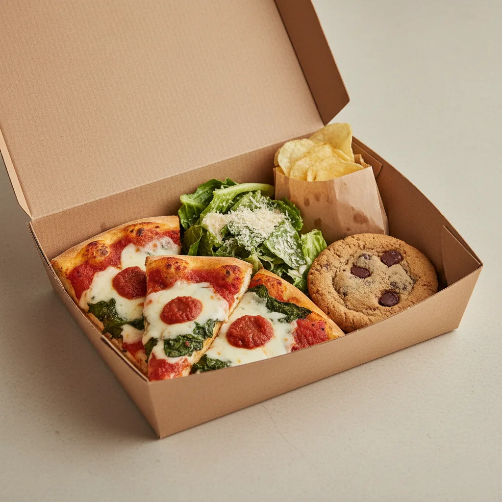 Spinach Pizza Boxed Lunch - Caesar Salad Spinach Pizza Boxed Lunch - Caesar Salad