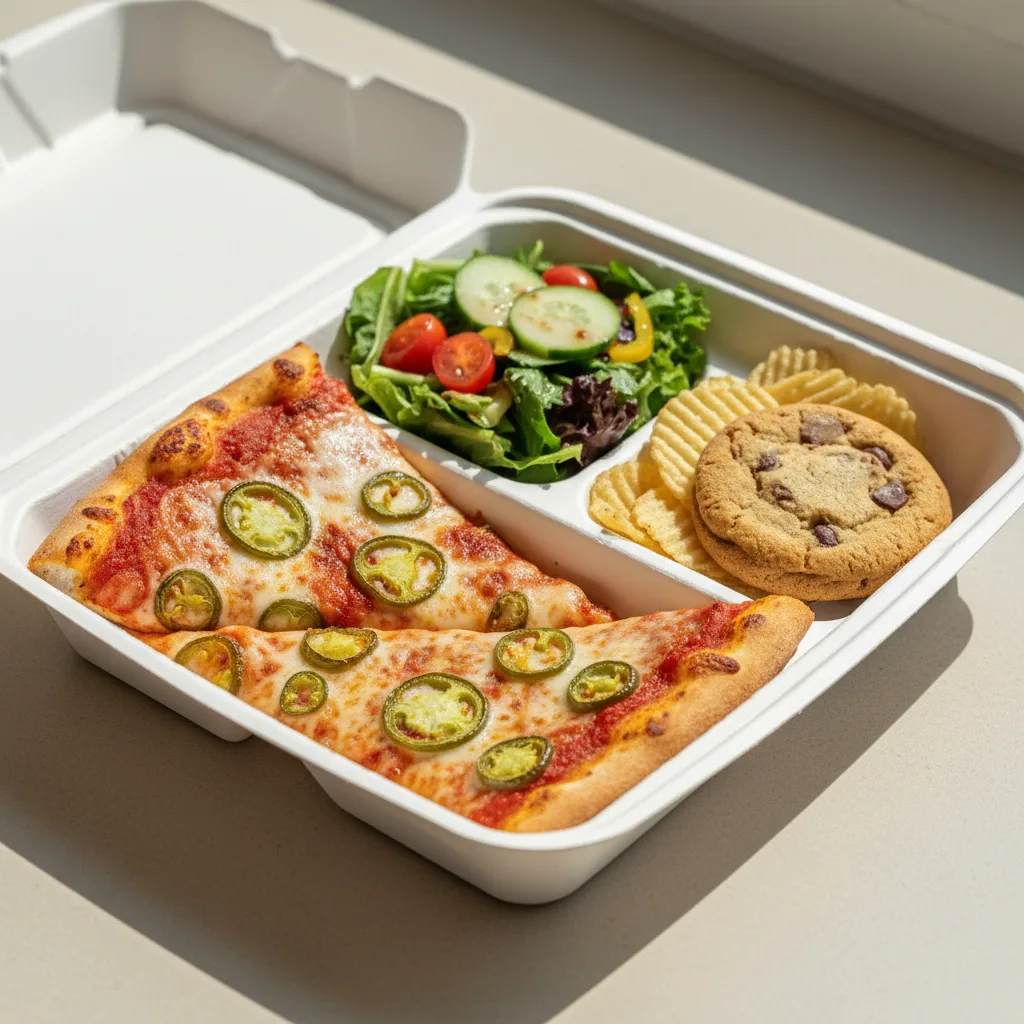 Jalapeños Pizza Boxed Lunch - Garden Salad Jalapeños Pizza Boxed Lunch - Garden Salad