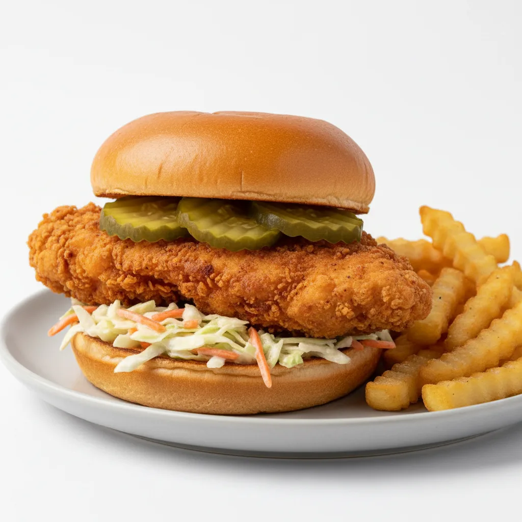 Fried Chicken Burger With Salad Fried Chicken Burger With Salad