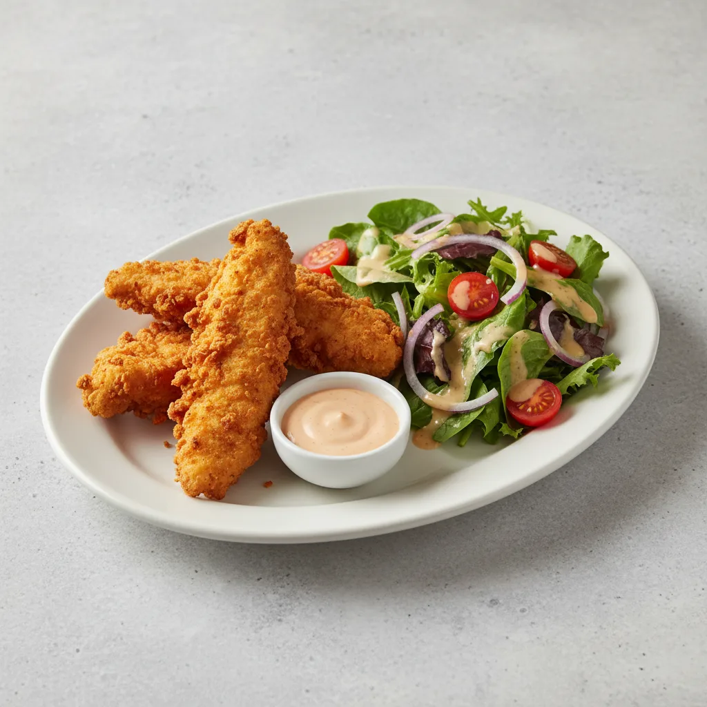 Fried Chicken Tenders With Salad Fried Chicken Tenders With Salad