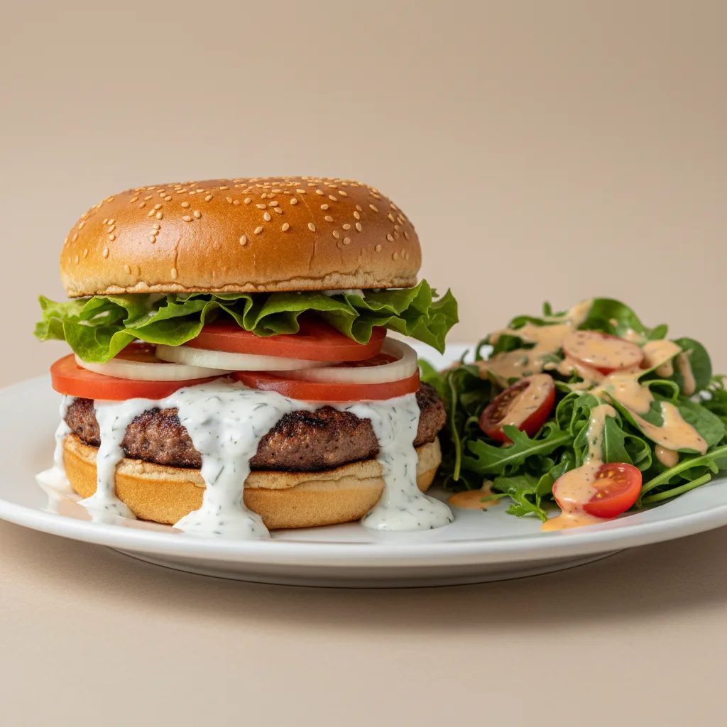 Smash Lamb Burger With Salad Smash Lamb Burger With Salad