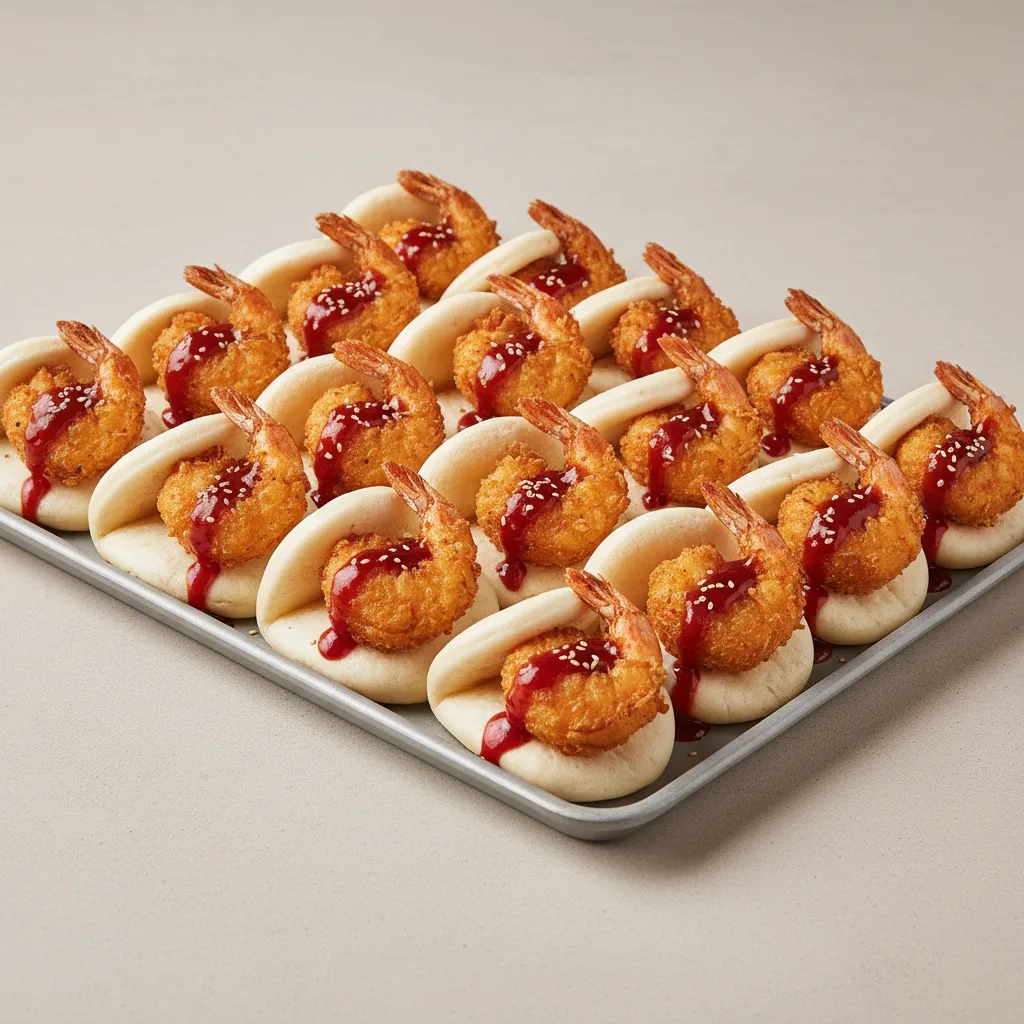 Bao Bun Crispy Tempura Shrimp With Korean Spice Sauce (full Tray) Bao Bun Crispy Tempura Shrimp With Korean Spice Sauce (full Tray)