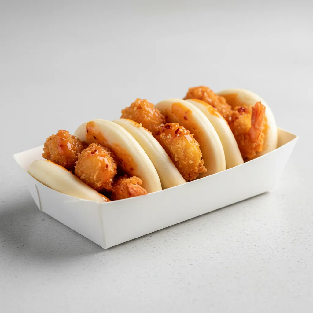 Bao Bun Crispy Tempura Shrimp With Korean Spice Sauce (half Tray) Bao Bun Crispy Tempura Shrimp With Korean Spice Sauce (half Tray)