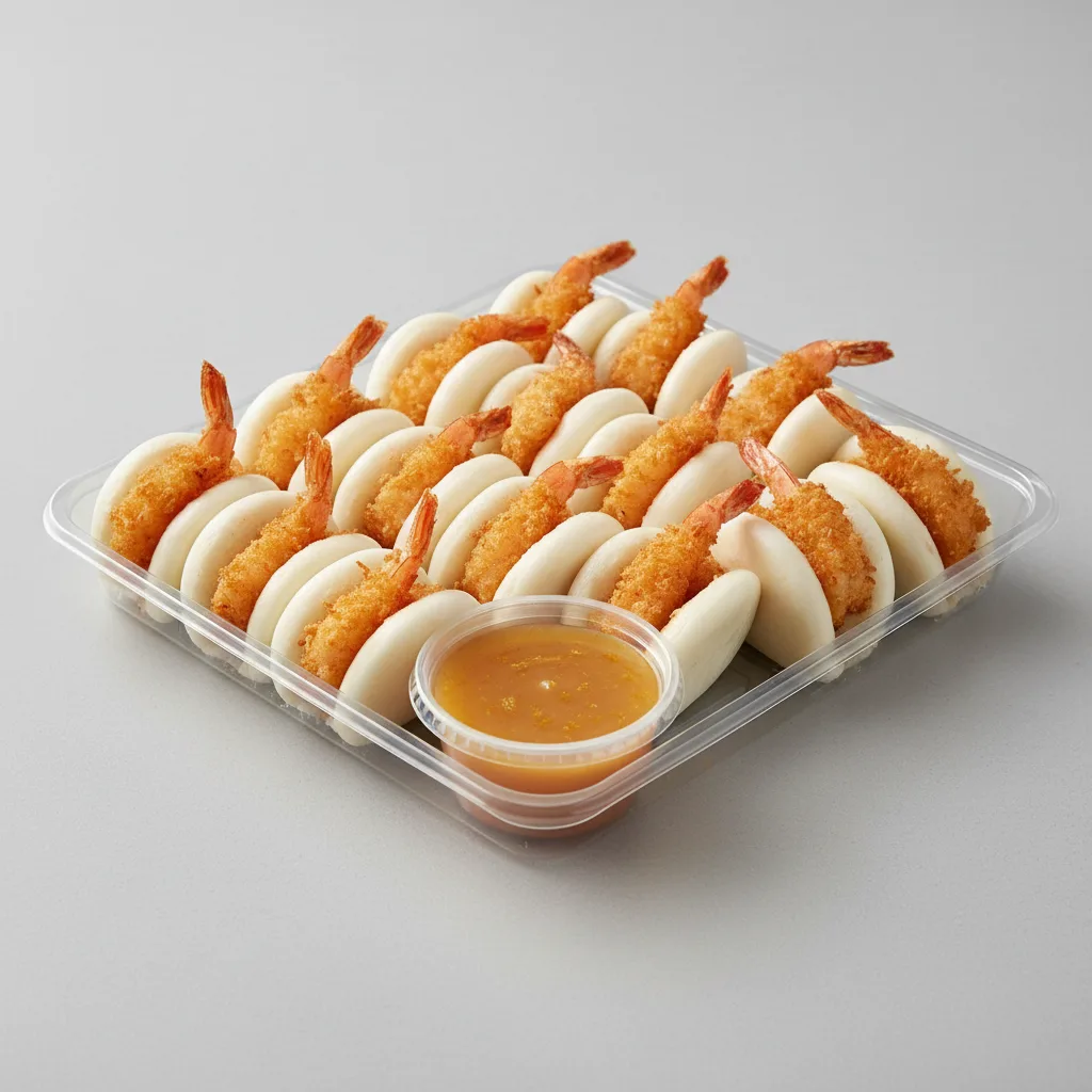 Bao Bun Crispy Tempura Shrimp With Orange Ginger Sauce (full Tray) Bao Bun Crispy Tempura Shrimp With Orange Ginger Sauce (full Tray)