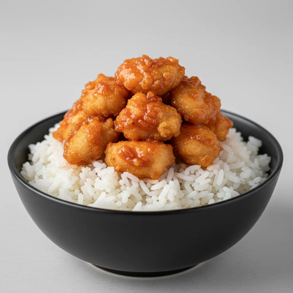 Firecracker Bowl — Jasmine Rice with Crispy Tempura Chicken Firecracker Bowl — Jasmine Rice with Crispy Tempura Chicken