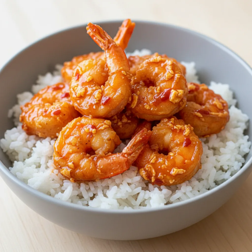 Firecracker Bowl — Jasmine Rice with Crispy Tempura Shrimp Firecracker Bowl — Jasmine Rice with Crispy Tempura Shrimp