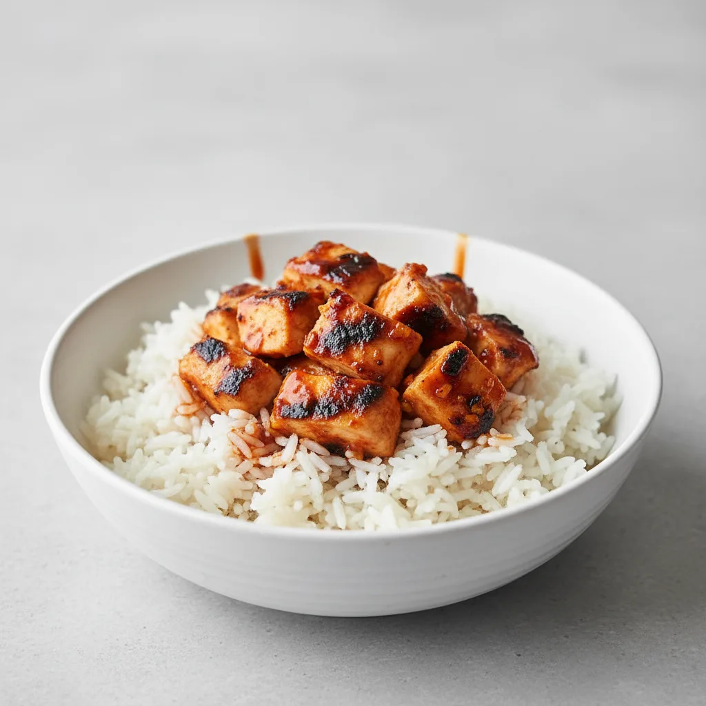 Firecracker Bowl — Jasmine Rice with Fire Braised Grilled Chicken Firecracker Bowl — Jasmine Rice with Fire Braised Grilled Chicken