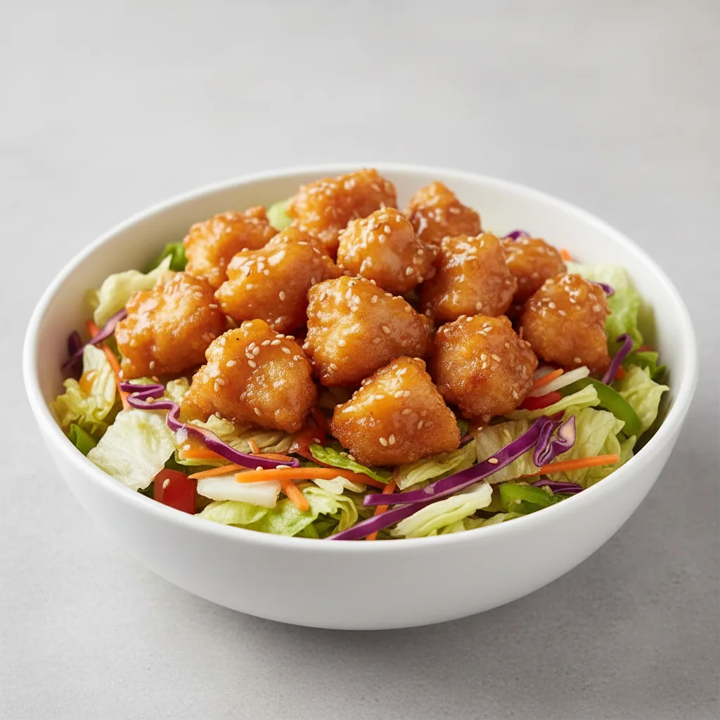 Orange Ginger Bowl — Chopped Salad with Crispy Tempura Chicken Orange Ginger Bowl — Chopped Salad with Crispy Tempura Chicken