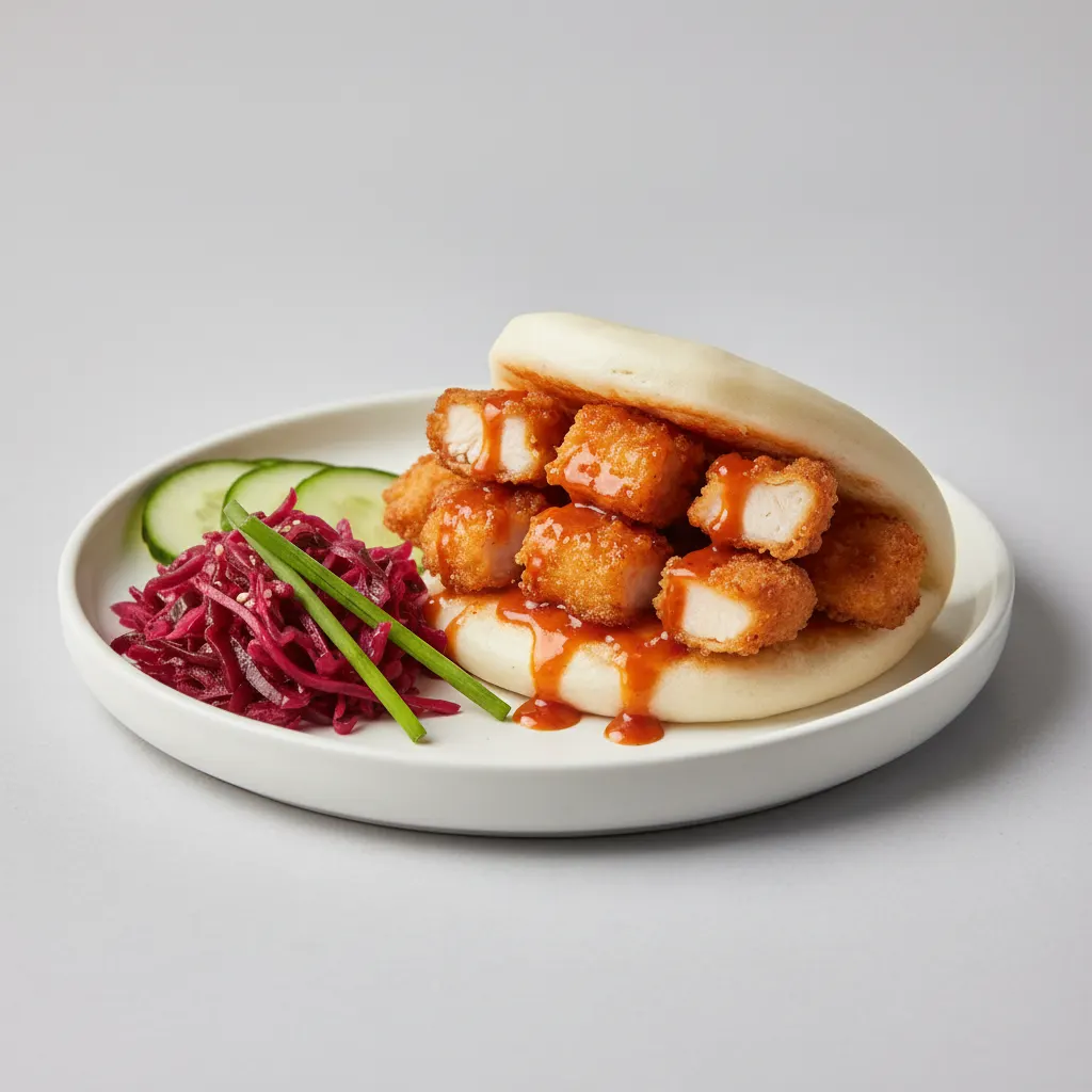 Bao Bun — Crispy Tempura Chicken with Firecracker Bao Bun — Crispy Tempura Chicken with Firecracker