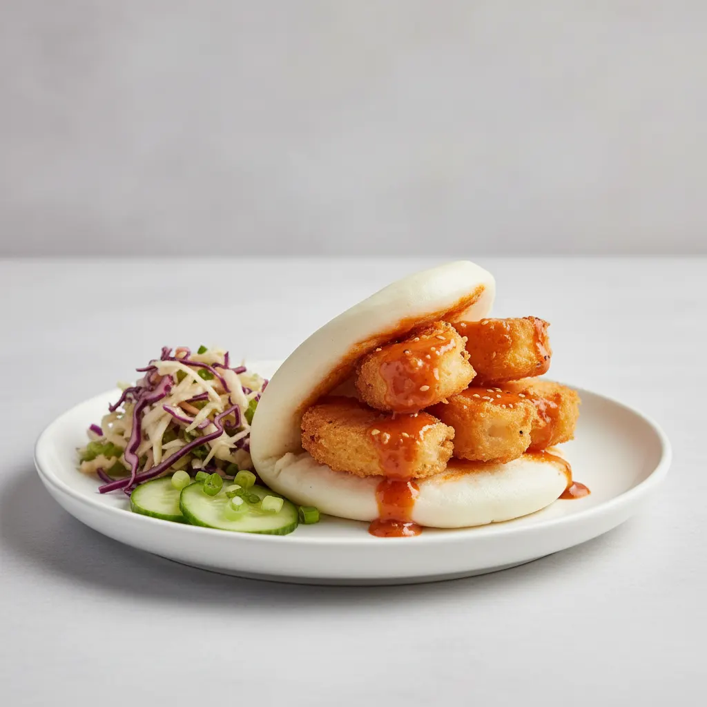 Bao Bun — Crispy Tempura Shrimp with Korean Spice Bao Bun — Crispy Tempura Shrimp with Korean Spice