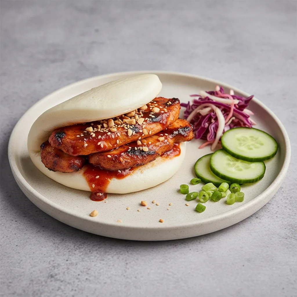Bao Bun — Fire Braised Grilled Chicken With Korean Spice Bao Bun — Fire Braised Grilled Chicken With Korean Spice