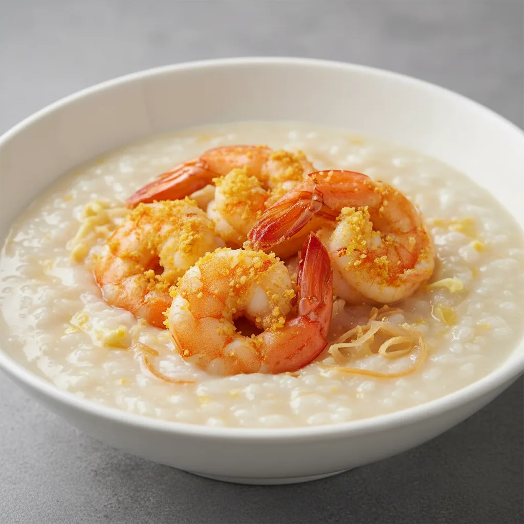 Congee Salted Yolk Tiger Shrimps Congee Salted Yolk Tiger Shrimps