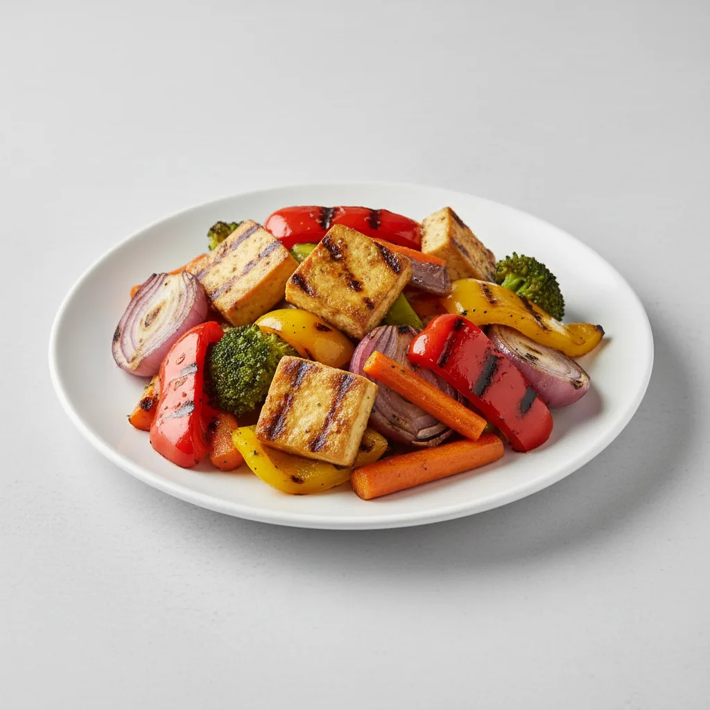 Grilled Mixed Veggies Plate and Organic Tofu Grilled Mixed Veggies Plate and Organic Tofu