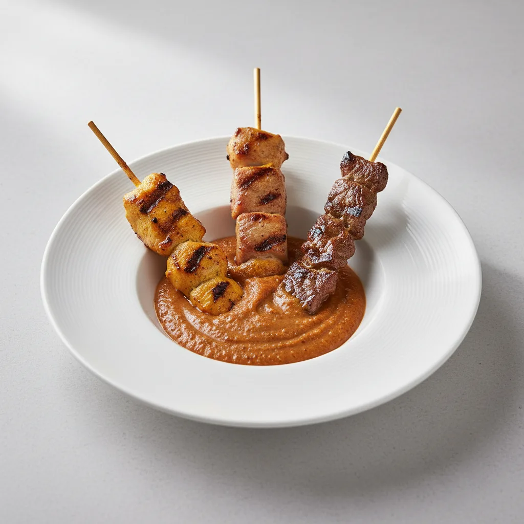 Chicken, Pork, and Beef Satay Fondue Chicken, Pork, and Beef Satay Fondue