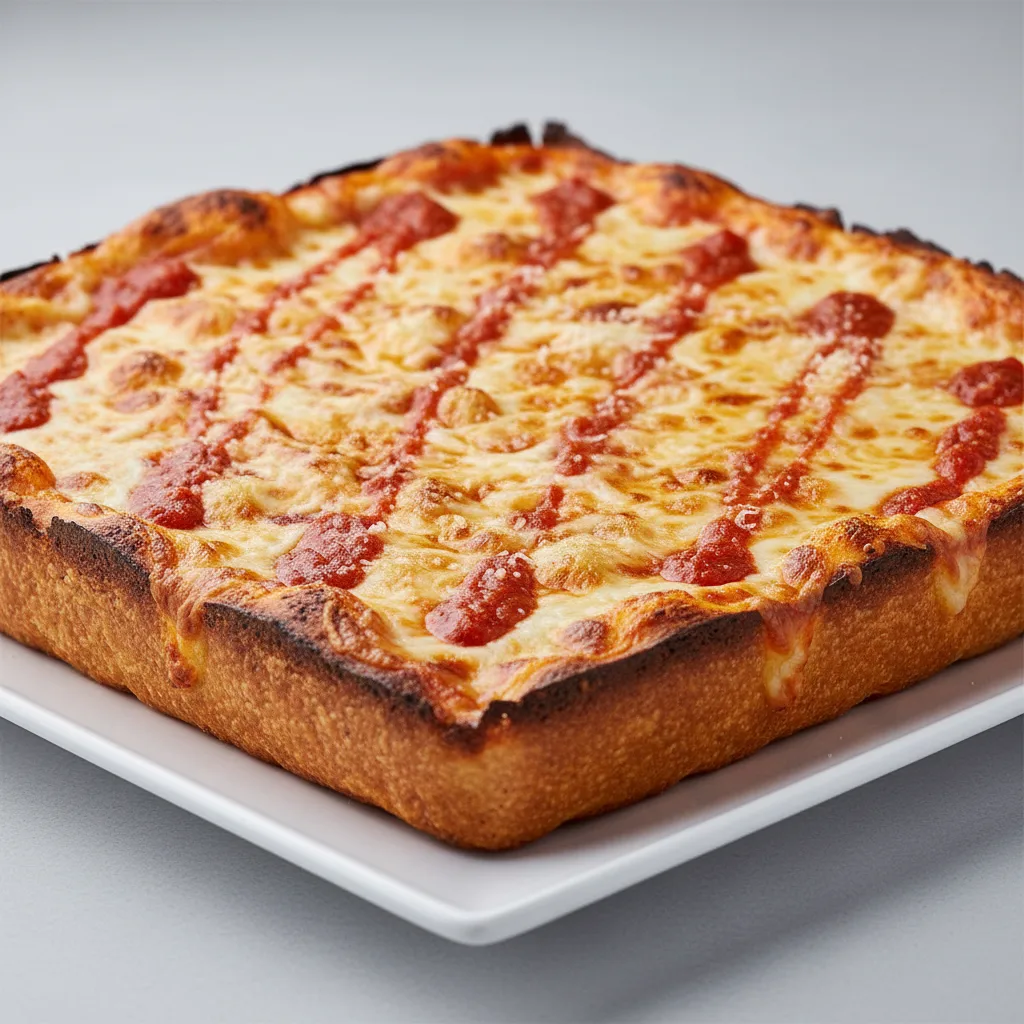 Detroit Style Three Cheese Red Top (Vegetarian) Pizza Detroit Style Three Cheese Red Top (Vegetarian) Pizza
