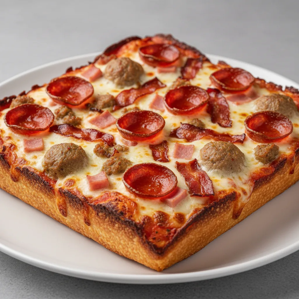 Detroit Style Motown Meat Lovers Pizza Detroit Style Motown Meat Lovers Pizza