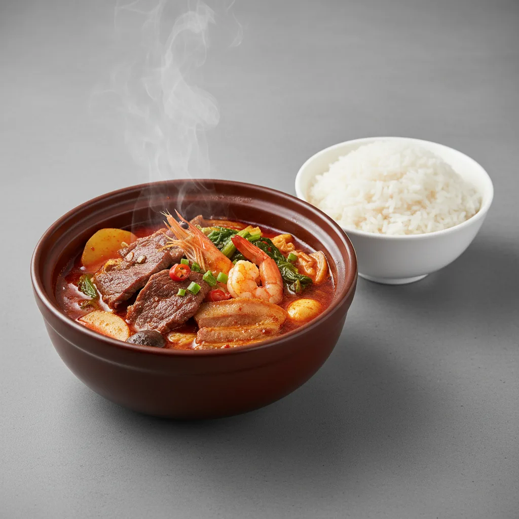 Spicy Incense Pot with Steamed White Rice Spicy Incense Pot with Steamed White Rice
