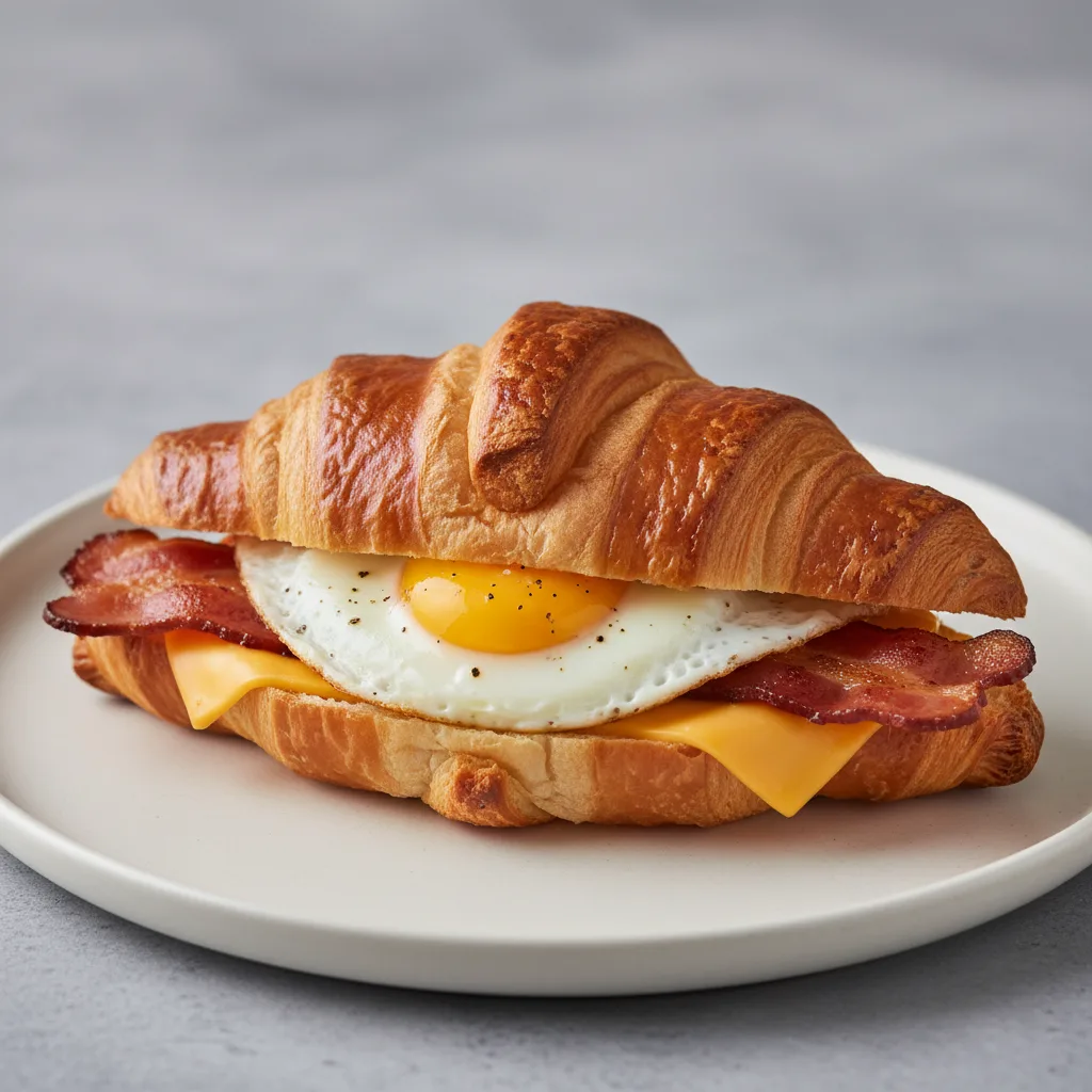 Bacon or Sausage, Egg and Cheese Sandwich
