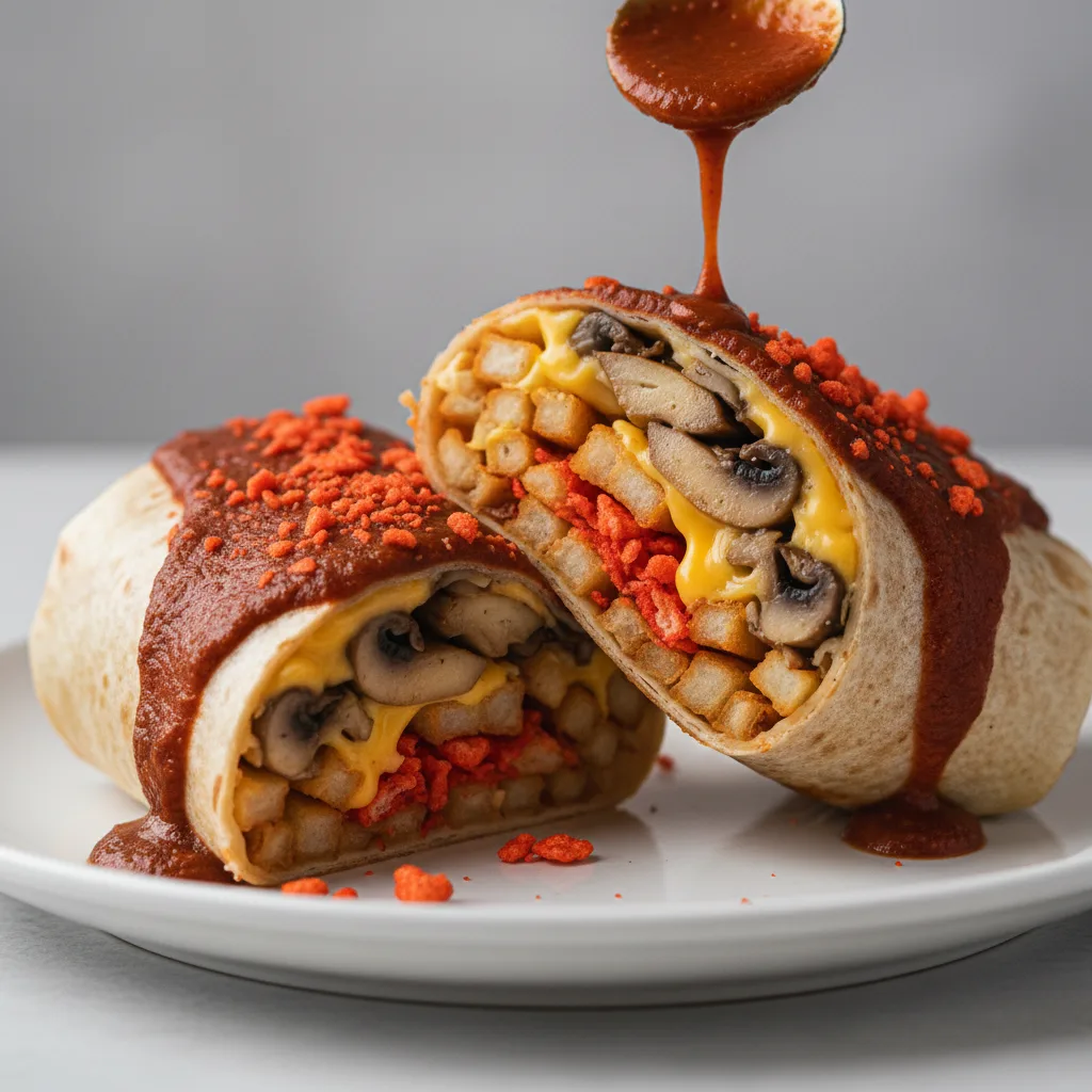 Crazy Mojado (Wet) Mushroom Burrito