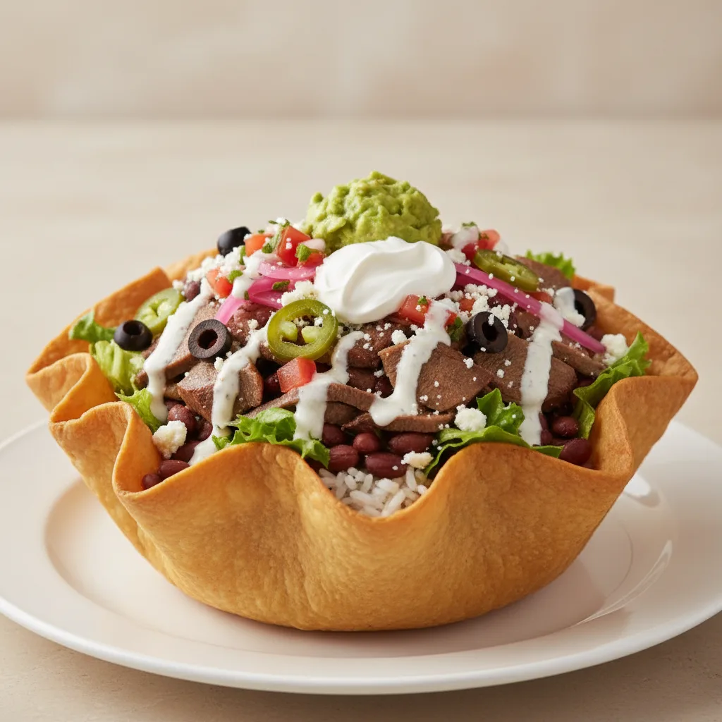 Lengua Taco Salad with Ranch Dressing