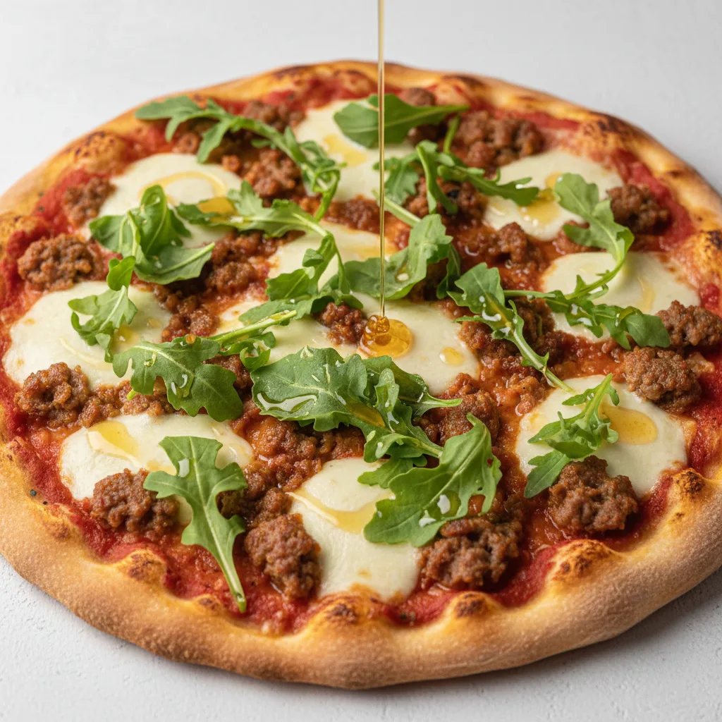 Large Sausage, Hot Honey and Arugula Large Sausage, Hot Honey and Arugula